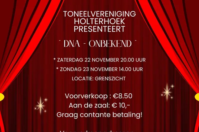 Aankondiging toneelstuk DNA-onbekend